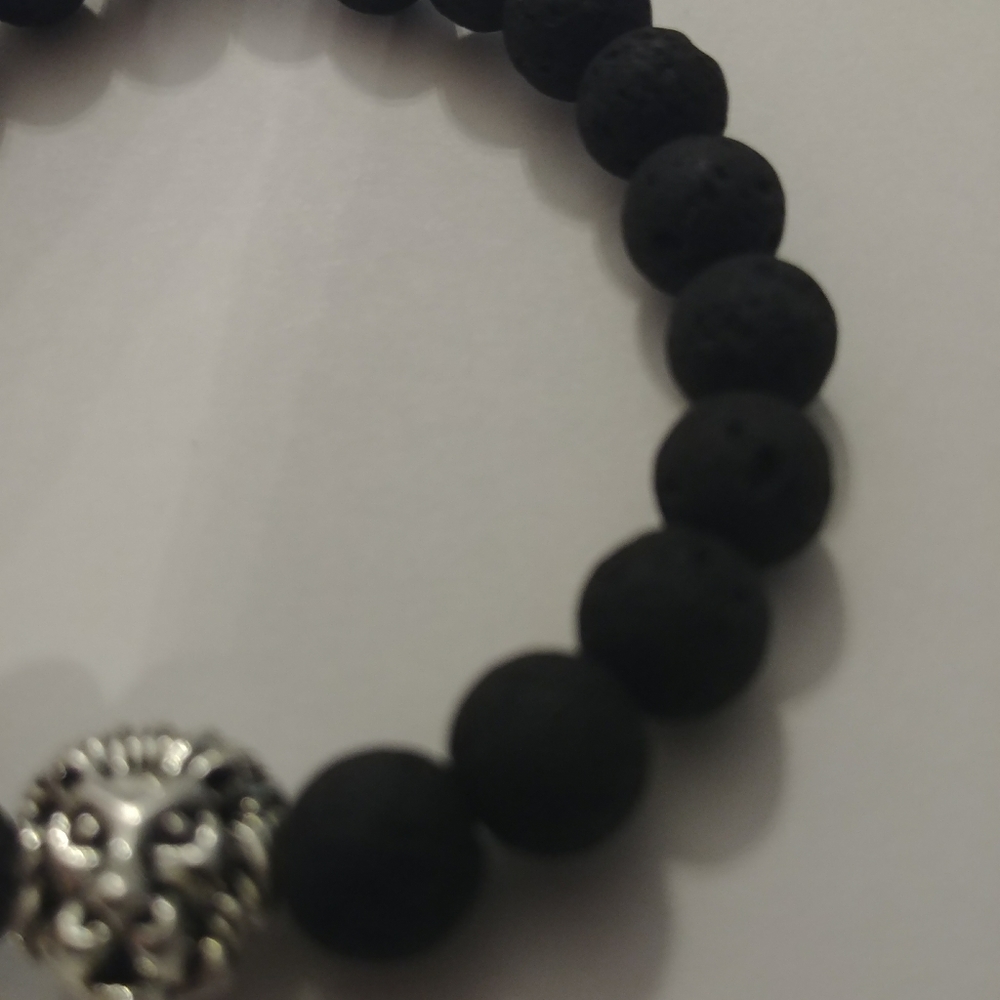 Lava Stone Bead Stretch Bracelet - Picture 5 of 7